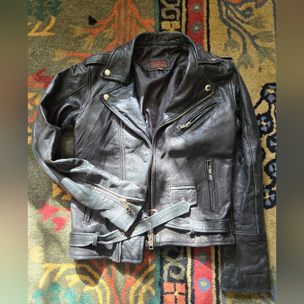 Women's Black Leather Moto Jacket